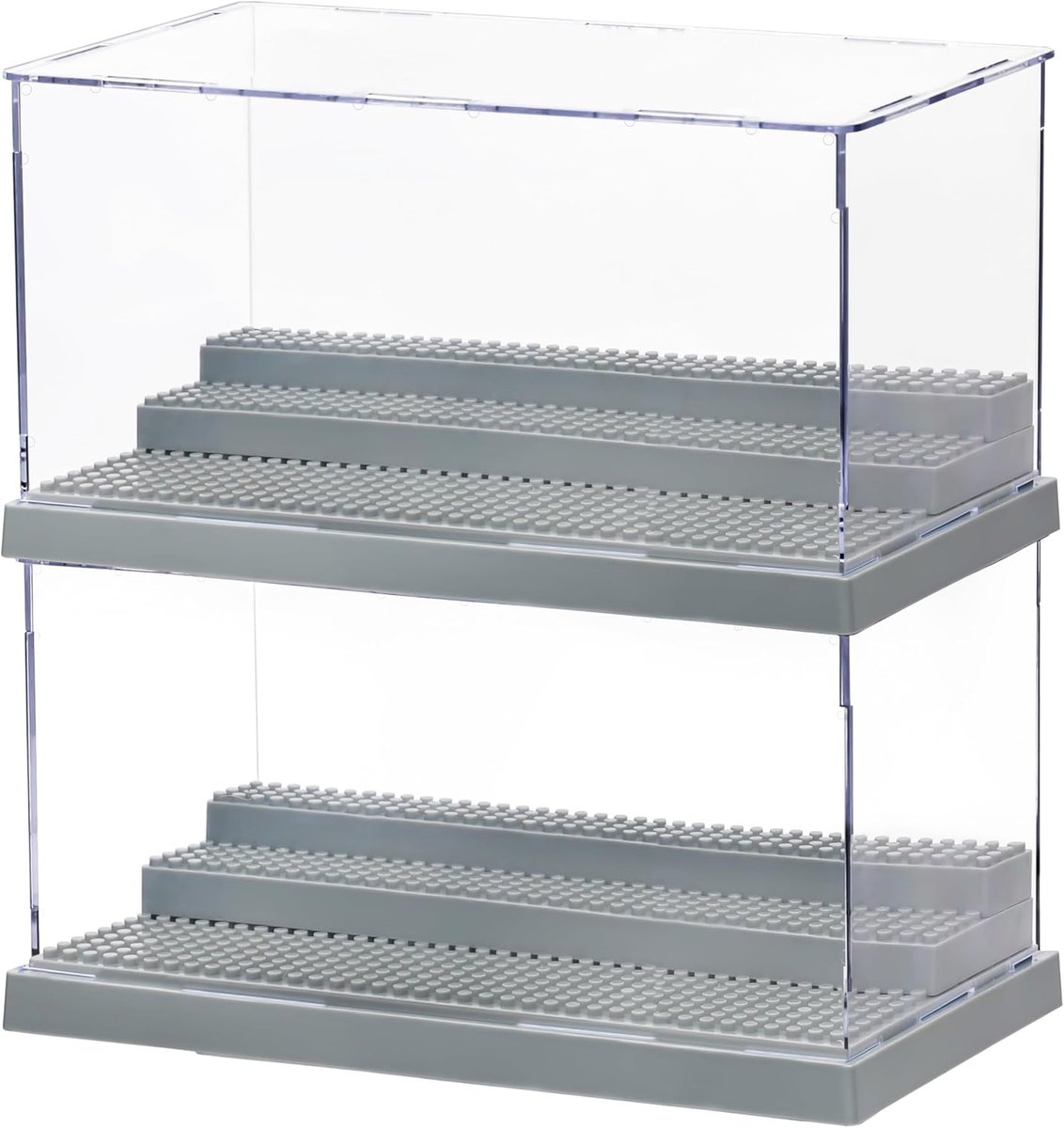 SnelShoppen - Winter Shore Grijze 3 Laags Acryl Display Case (Set van 2) - Transparante Opbergdoos voor Mini Figuren, Bouwblokken Modellen & Actiefigu