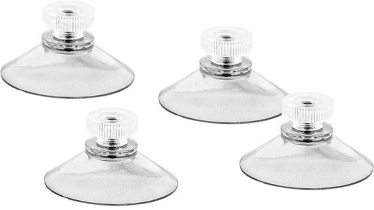 Zuignap met schroefdraad - Transparante zuignap - 4 stuks - 40 mm - M4
