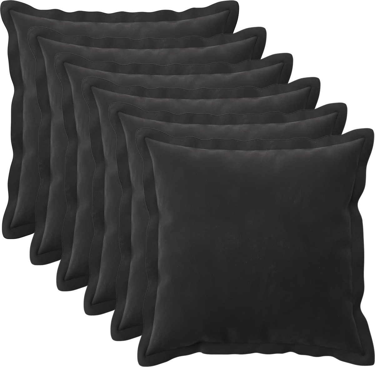 vidaXL Dekenkussen - 6 - st - HOUTEN - Zwart - 45 - x - 45 - cm - fluweel 45 x 45 cm