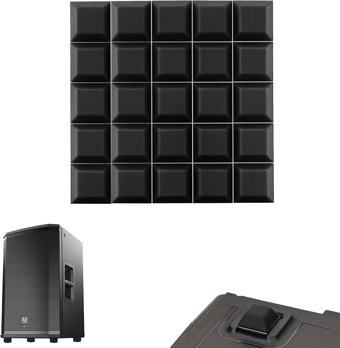 25 stuks zelfklevende rubberen buffers 20 x 20 x 8 mm, zwarte antislip demper pads voor meubels, deuren, luidsprekers - ShopVlot