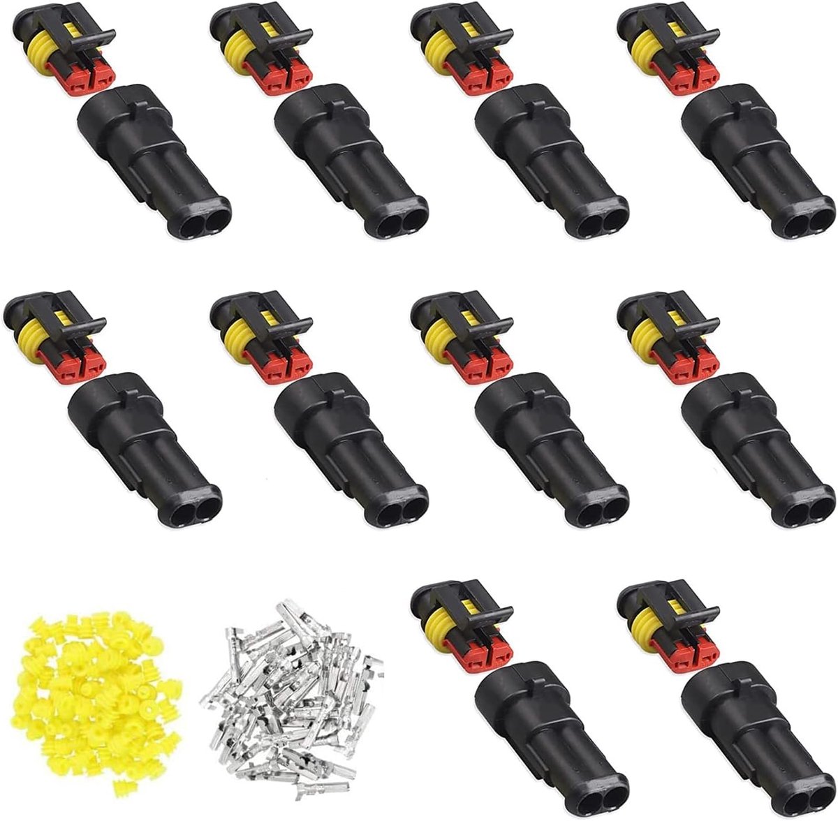 Car Connectors Pack of 10 2 Pin Waterproof Quick Connector for Motorcycle, Scooter, Car, Truck, Navy Blue, Harness - ShopVlot