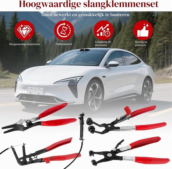 Set van 4 Slangklemmen Tang voor Onderhoud van Voertuigen, Inclusief Rechte en Verstelbare Tang, Perfect voor Slangklemmen en Verwijderen van Slangen — afbeelding 5