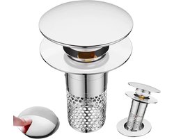 SnelShoppen - 1 Pcs Sink Plug Filter, Pop Up Drain Strainer, RVS en Messing, Geschikt voor Keuken, Badkamer, Wasbak, Badkuip, Diameter 34-40mm