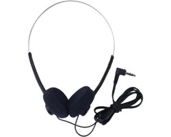 SnelShoppen - Black Retro Over-Ear Earbuds Hi-Fi Stereo Mini Wired Koptelefoon - Lichtgewicht, Universeel Compatibel, Zwart, Voor Mobiele Apparaten &