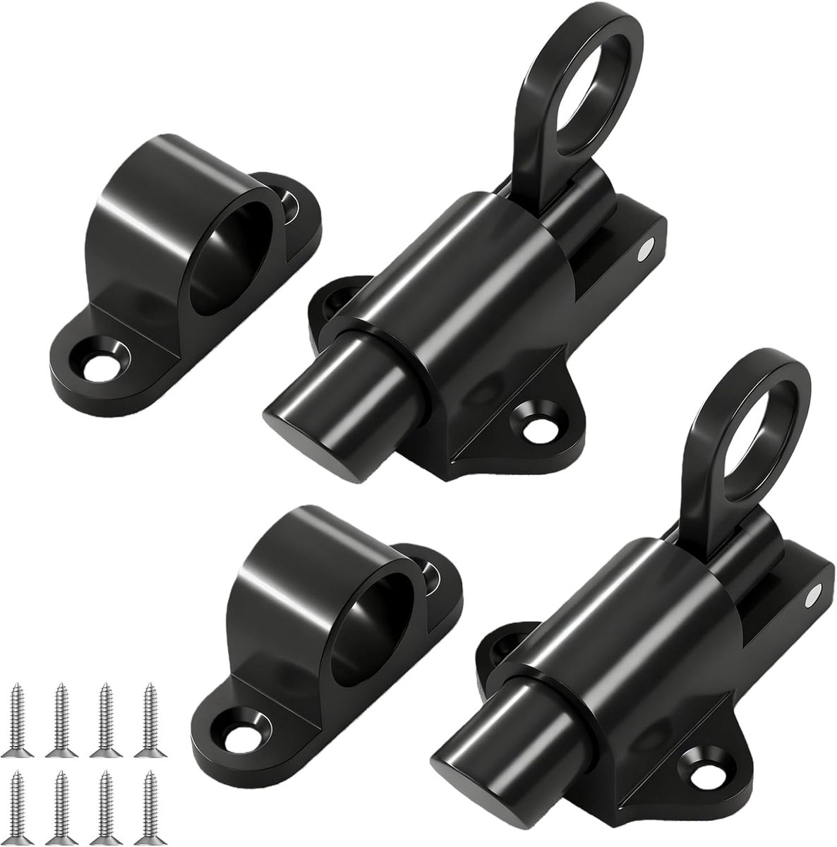 Door Lock 2 Pairs Black Aluminum Automatic Locks with Spring for Door Lock with Durable Fixing Insert for Home Office - ShopVlot
