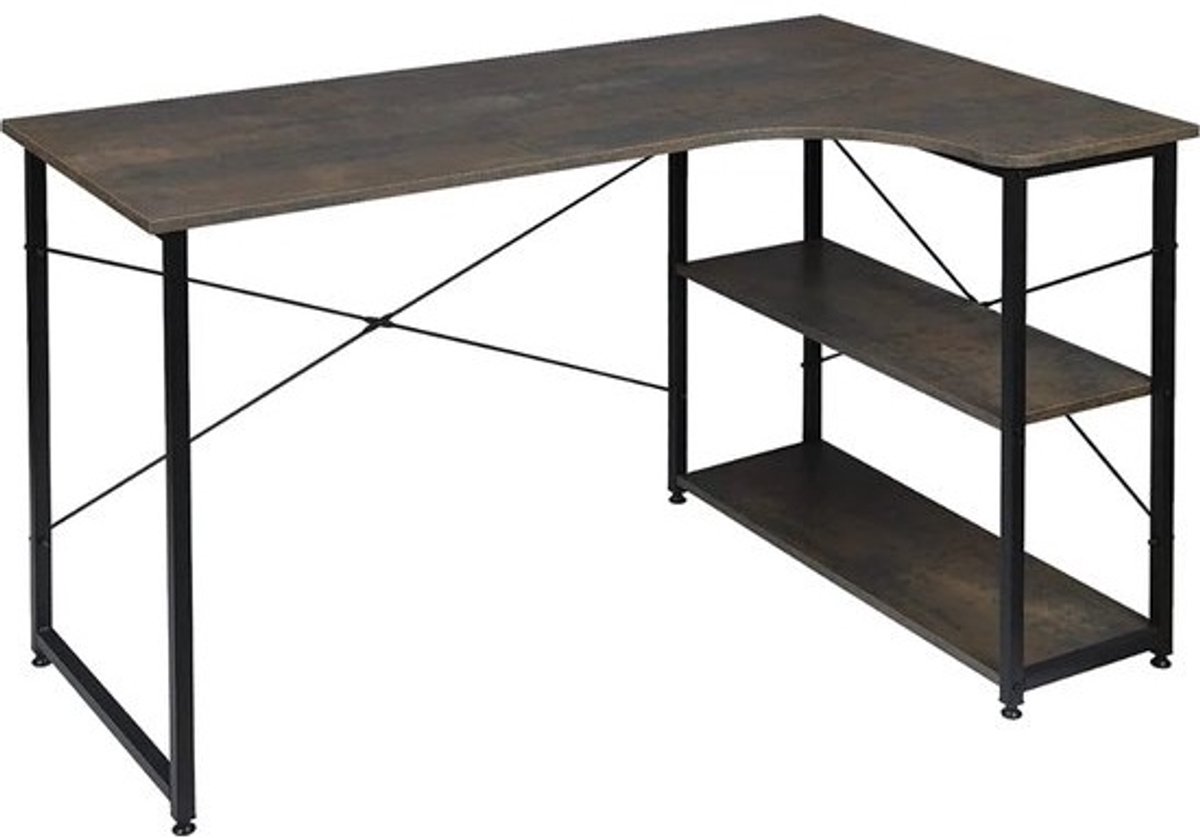 Bureautafel met 3 opbergplanken - Robuust en praktisch - 120 x 74 x 71,5 cm