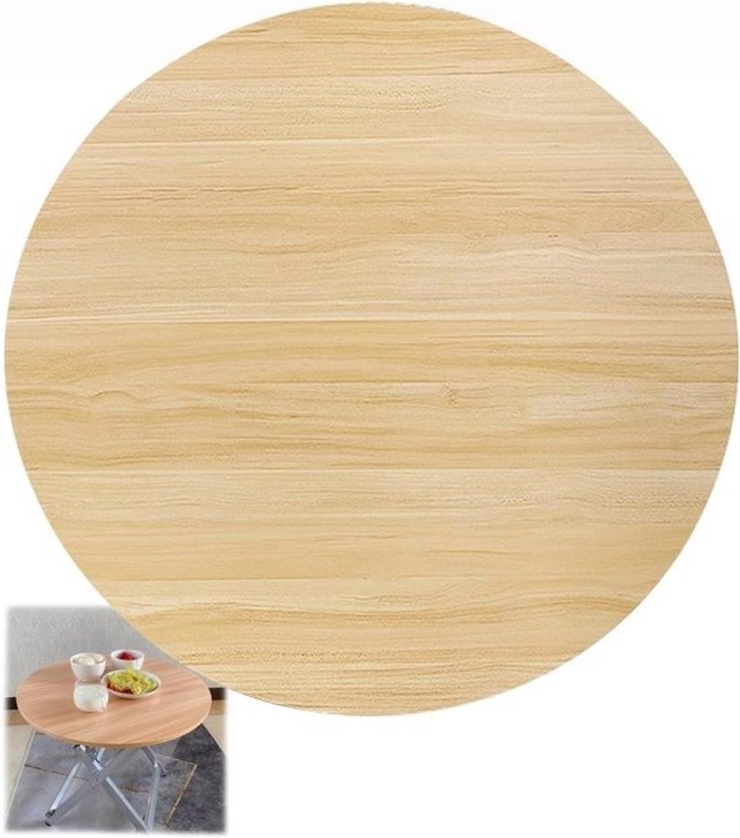 Houten eettafel - Ronde tafel - Eten en werken - Glad gepolijste randen - 30 cm - Walnootkleur