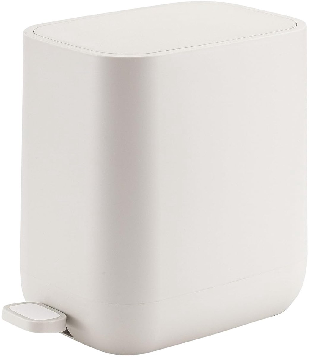 SnelShoppen - 7 Liter Smalle Prullenbak met Deksel voor Badkamer, Soft Closure, Stapper Systeem - Ideaal voor Thuis, Keuken, Kantoor - Glad, Wasbaar A