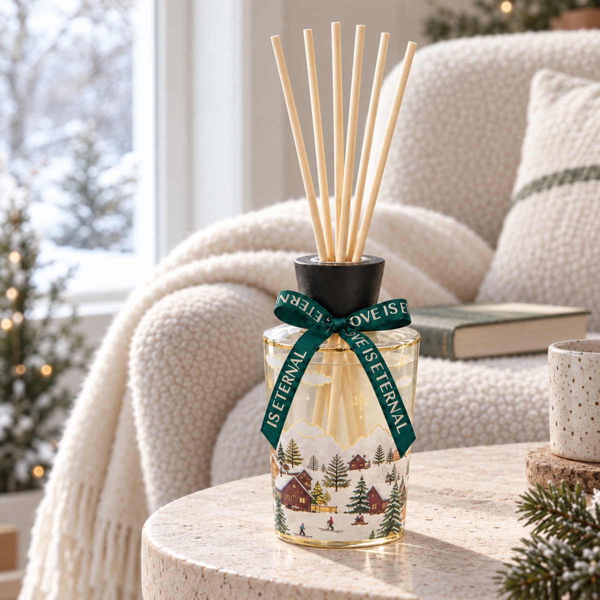 EasyMart Geurstokjes – Huisparfum Diffuser Set 2-Delig – 2x 200 ml Geurverspreider met Rotan Stokjes – Falling Snow & Iced Chalet – Luxe Kerstdecoratie en Kerstcadeau voor Woonkamer, Badkamer & Toilet — cadeau in Wonen & Interieur - foto 6