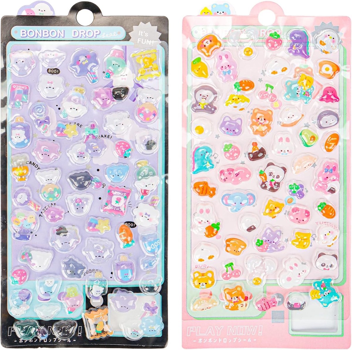 3D stickers voor kinderen, 2 vellen met meer dan 100 schattige dieren, wolken en ijsmotieven