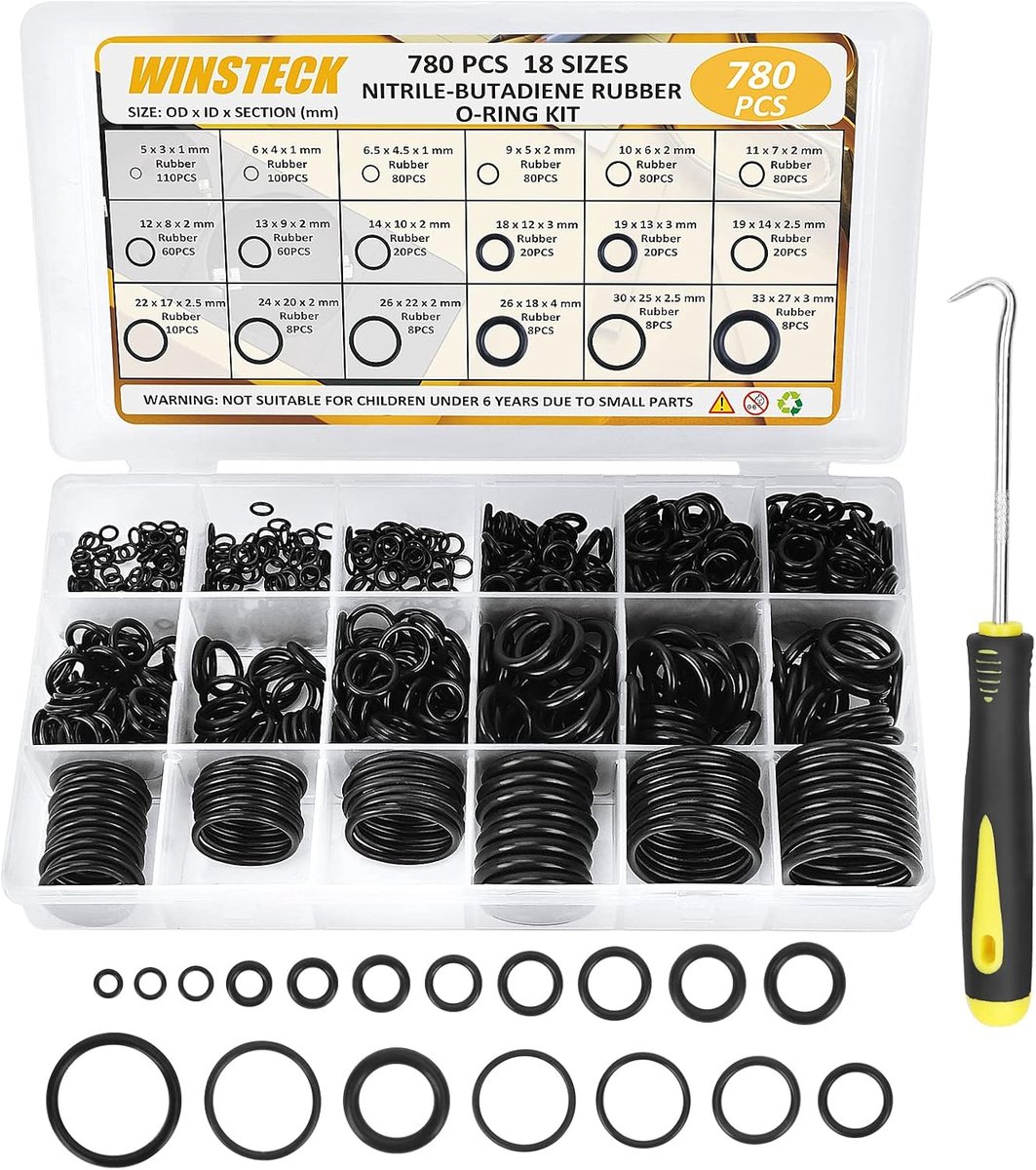780 Pcs Nitrile Rubber Sealing Ring, 18 Sizes Rubber Seals with 180° Selection and Hook Tools, for Pipe, Faucet - ShopVlot