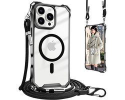 UnnFiko Mobile Phone Case Lanyard Compatible with iPhone 16 Pro MagSafe Transparent Magnetic Silicone Case with - ShopVlot