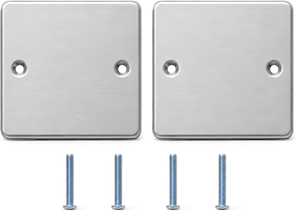 2 stuks blinde afdekking stopcontact 86 x 86 mm, afdekplaat van roestvrij