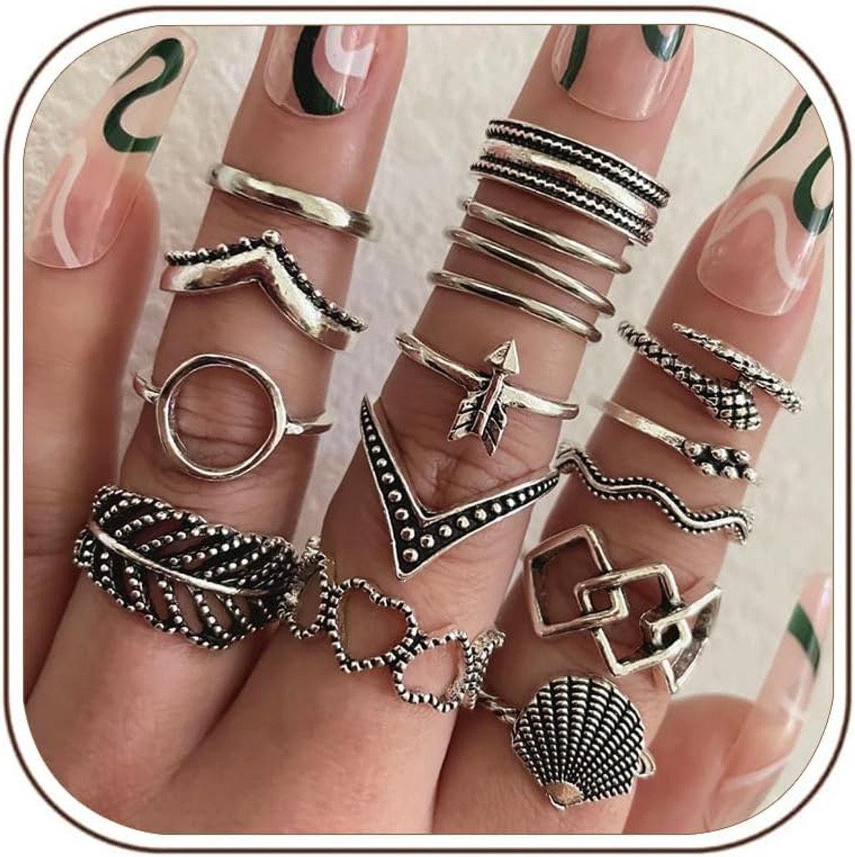 Ringen van zilver, boho stapelbaar, zilver-157