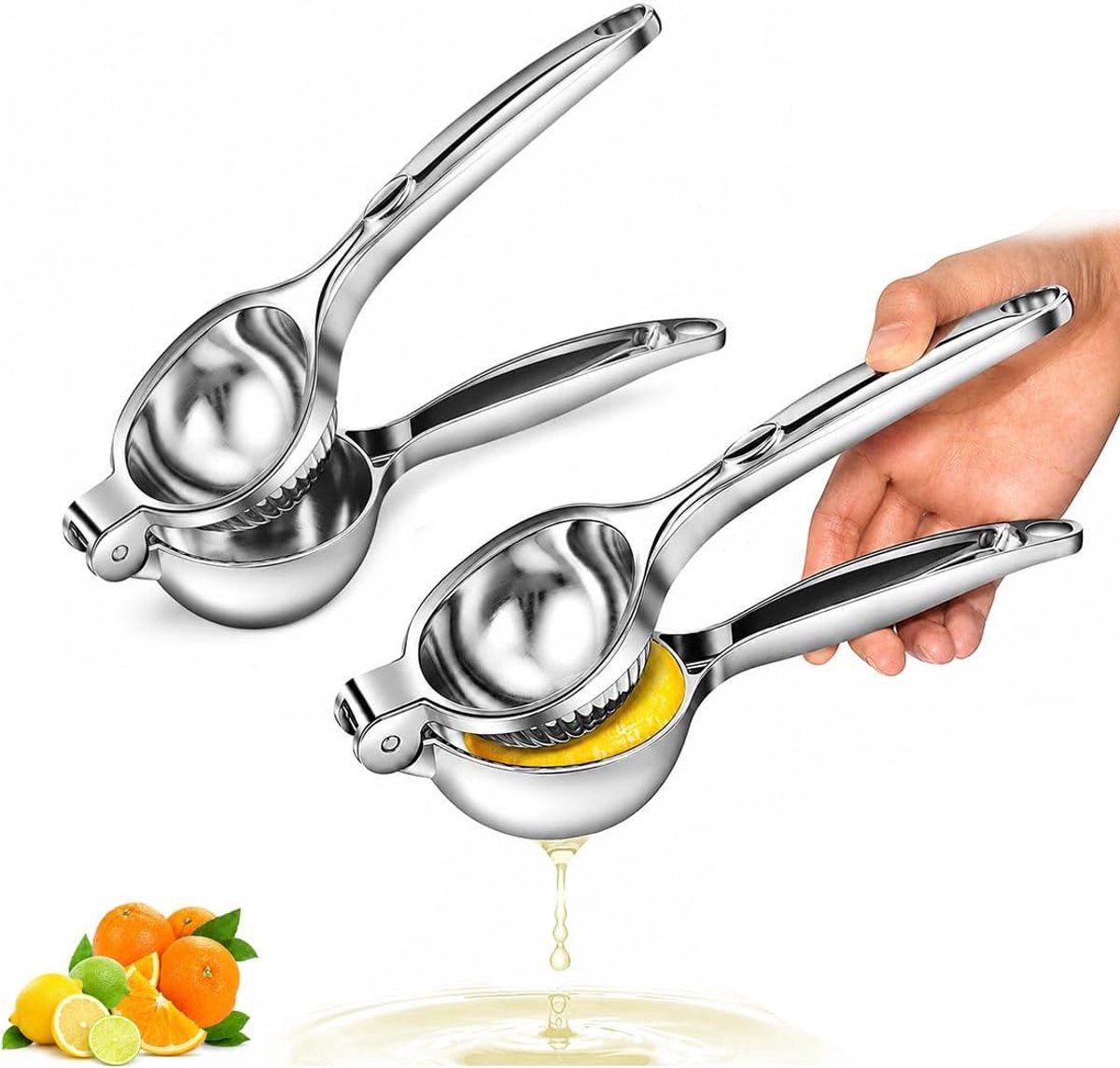 2 Stuks Handmatige Citruspers Van Roestvrij Staal, Hefboommechanisme Met Een Diameter Van 6 Cm, Keukenaccessoires