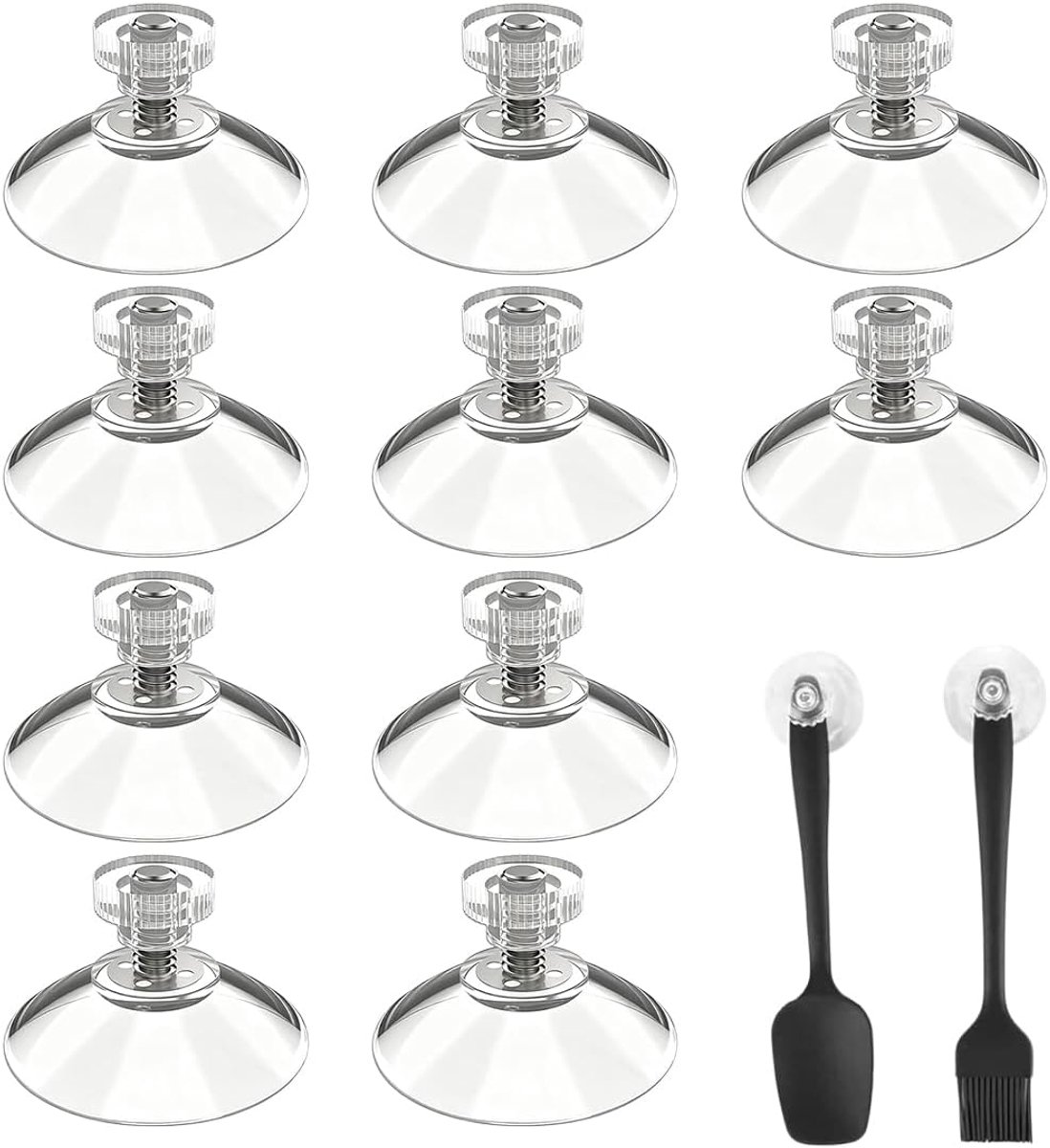 Zuignappen voor glas, 10 stuks zuignappen van transparant kunststof, diameter 41 mm, met M4 kunststof moeren