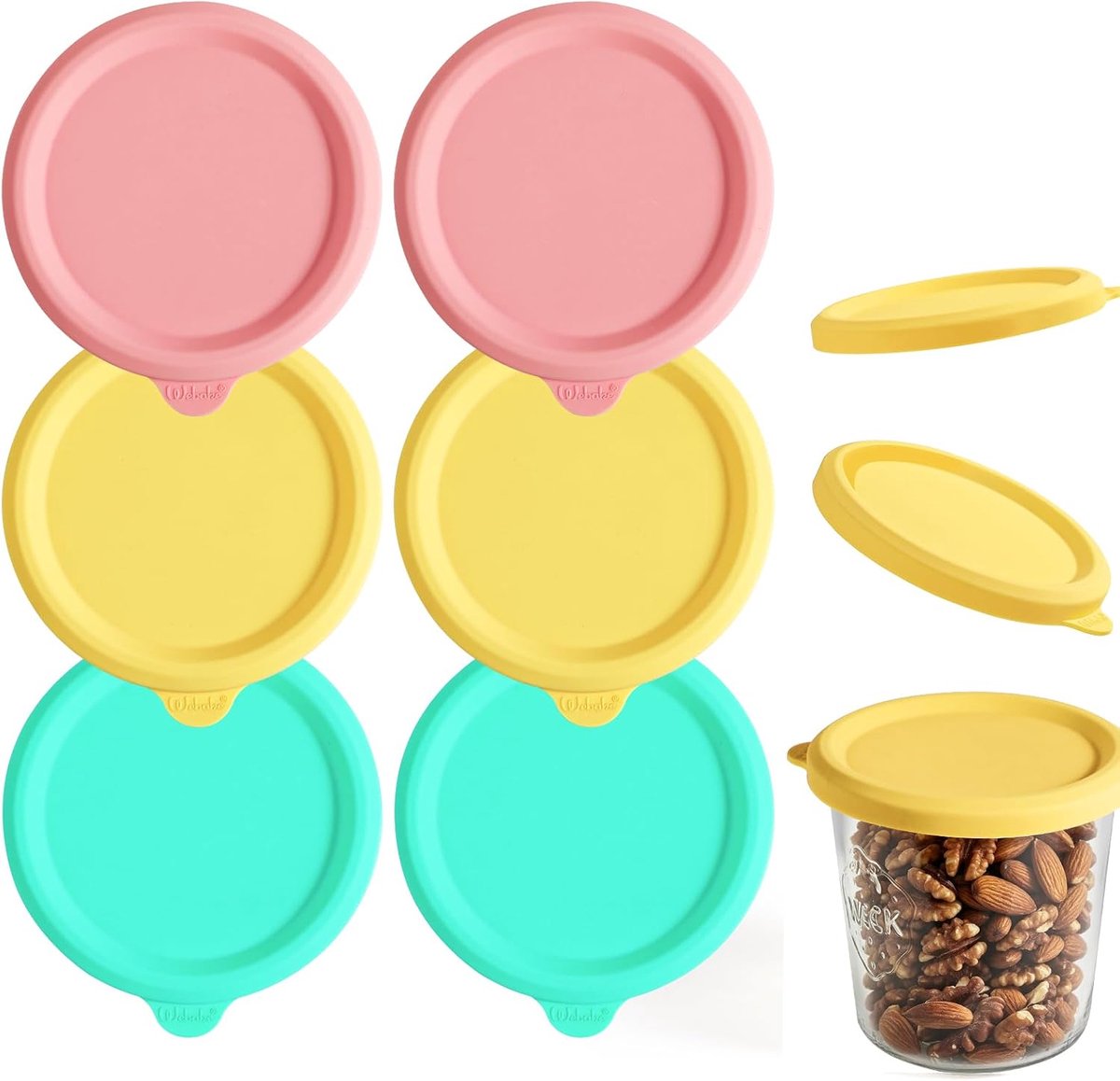 Webake 6 PCs-Silicone kan Deksels voor Glas Blikken Deksels
