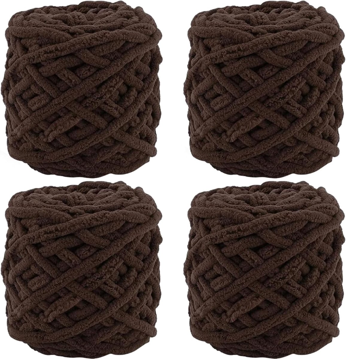 Wol, 4 x 100 g Chunky garen, 7-8 mm, bruin
