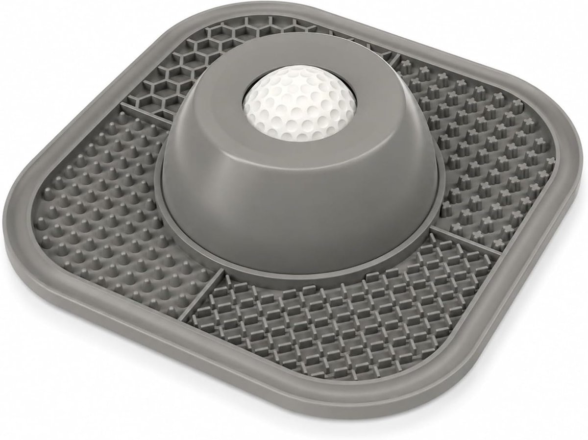 Anti-schrokbak hond, 2 in 1 grijs, hondenbak, likmat