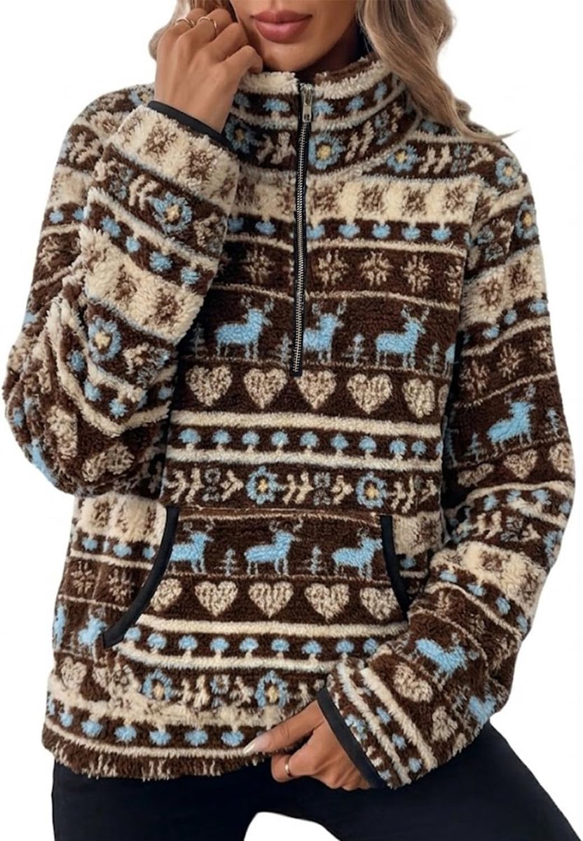 Fleece sweatshirt teddy fleece pullover winter oversized sweatshirt warm pluche jas met zakken