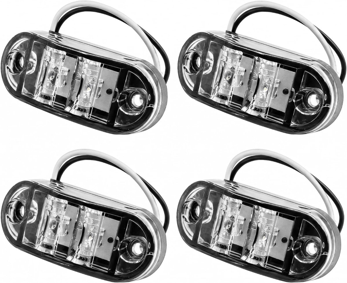 4 Witte LED Breedtelampen 12V-24V, Zijmarkering voor Camper en Aanhanger