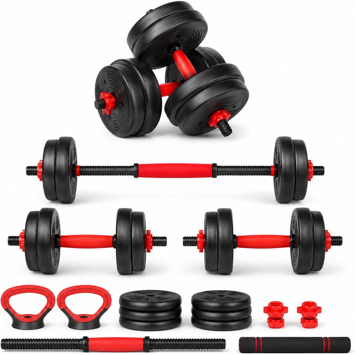 Halters, 20 kg, 5-in-1 krachttraining, zwart