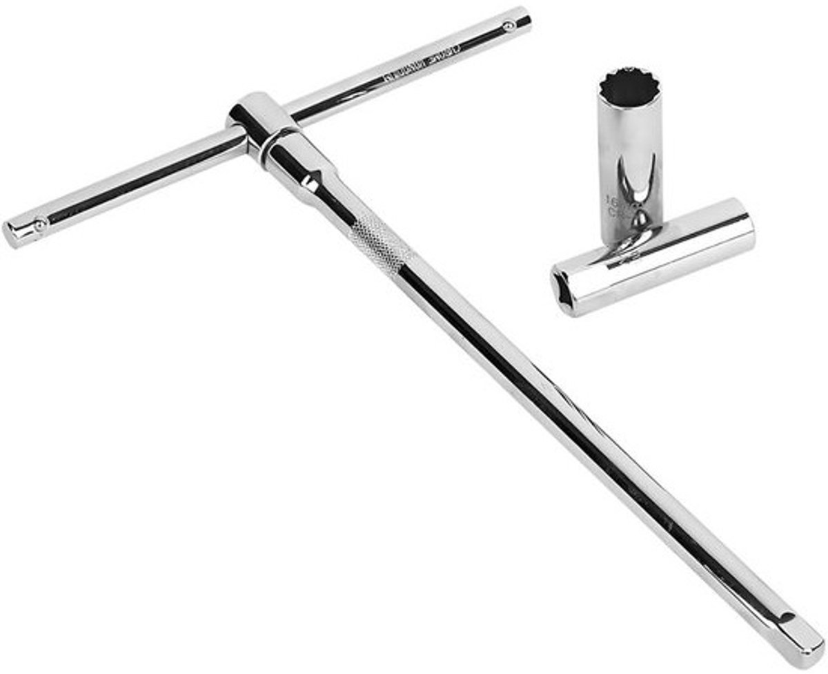 Dailygoods - Universele bougiesleutel - Bougiedop 16 mm/14 mm - Gewrichtsstang - Schuifstang - Staal - 2 stuks - Bougietang