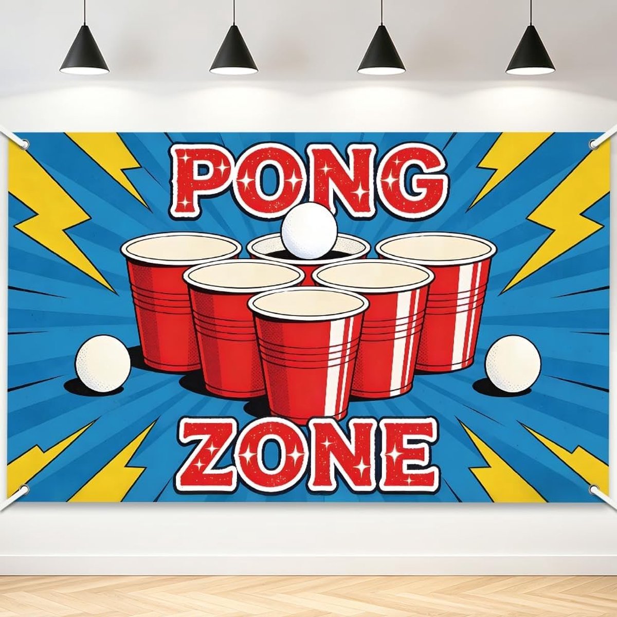 Achtergrondbanner voor tafeltennisfotografie - 180 x 110 cm polyester, ideaal voor sportevenementen en indoor activiteiten