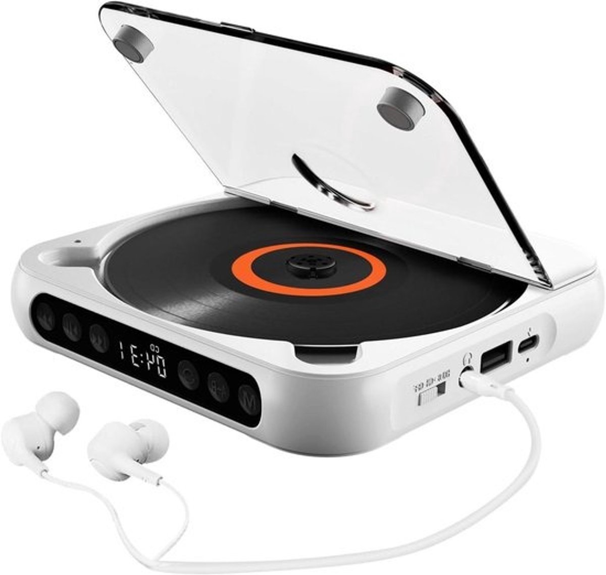 Draagbare cd-speler - Muziekspeler Bluetooth - Muziek luisteren - Oplaadbaar met TF - 13.5 cm compact - Zwart