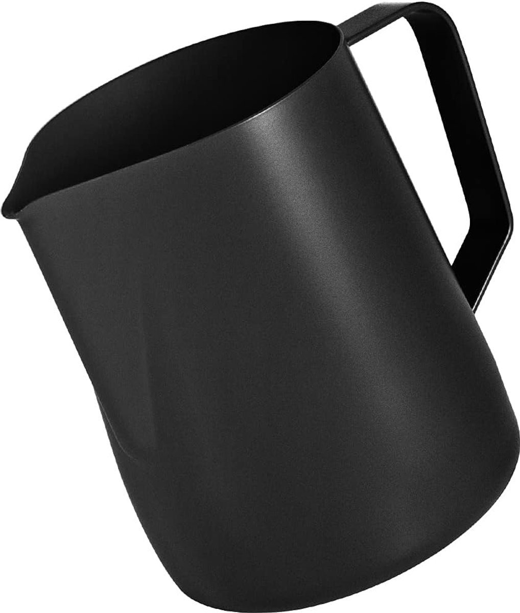Melkschuimkan 600ml - Zwart, RVS - Professionele kwaliteit - Ideaal voor lattes - ShopVlot