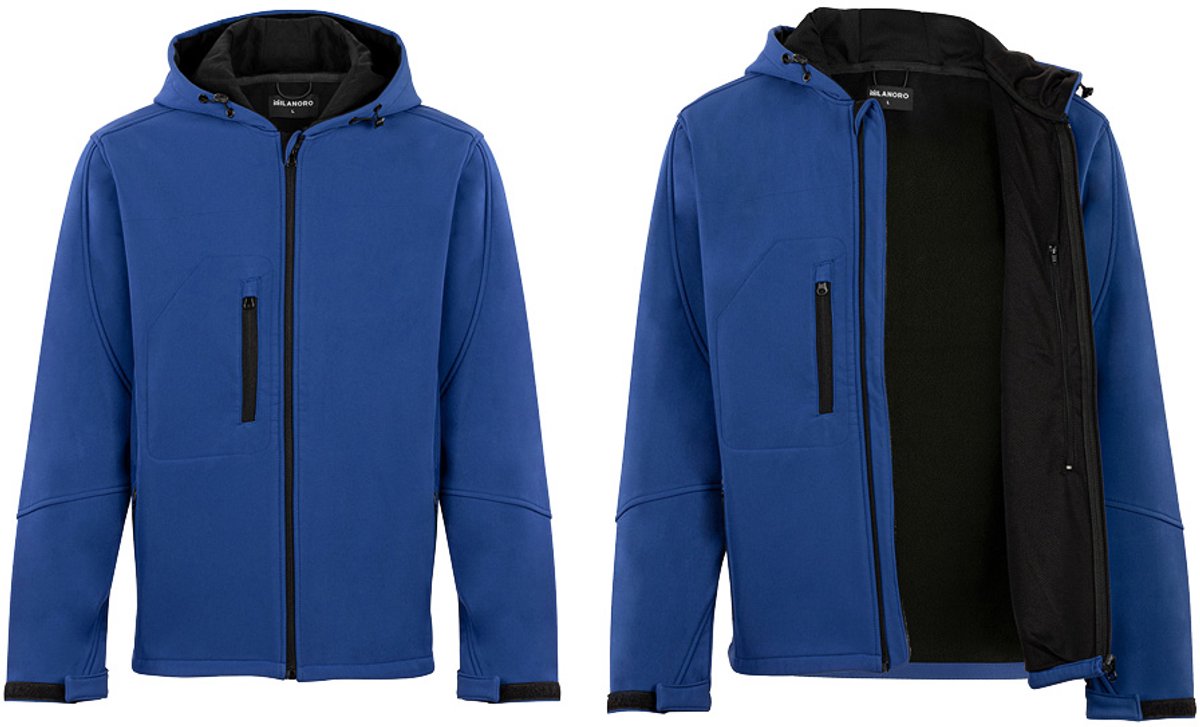 Milanoro - Wind- en waterdichte softshell jas - Jas met kap - Koningsblauw - XXL