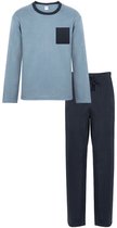 Milanoro - Comfortabele katoenen pyjama voor heren - Blauw - XXL