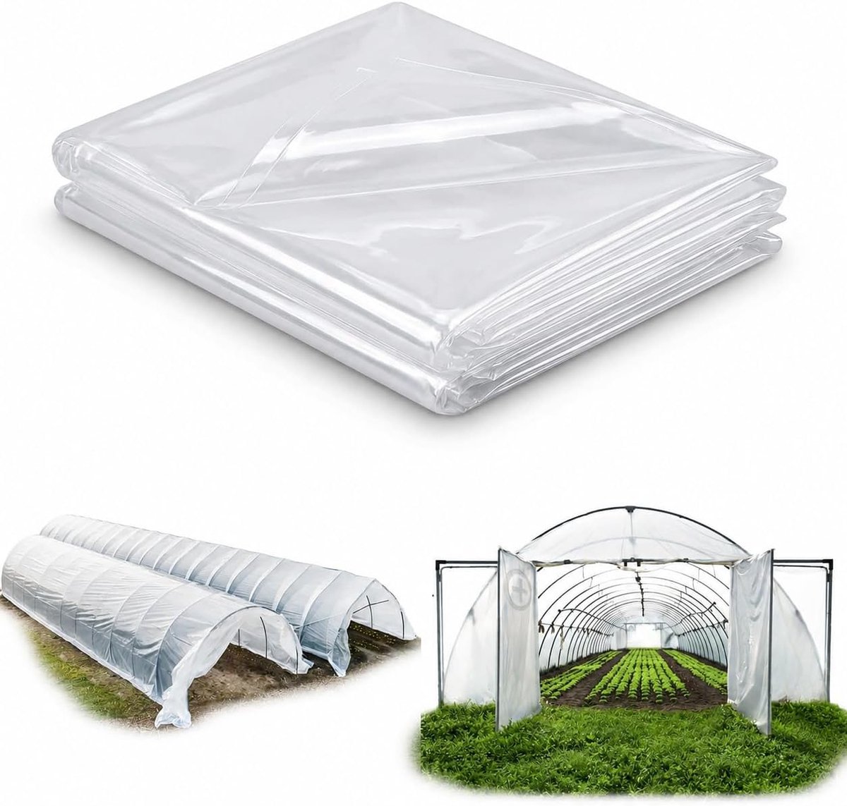 2 m x 3 m broeikasfolie, 40Mu polyethyleenfolie, transparante broeikasfolie, zeer belastbare winterbestendige folie - ShopVlot