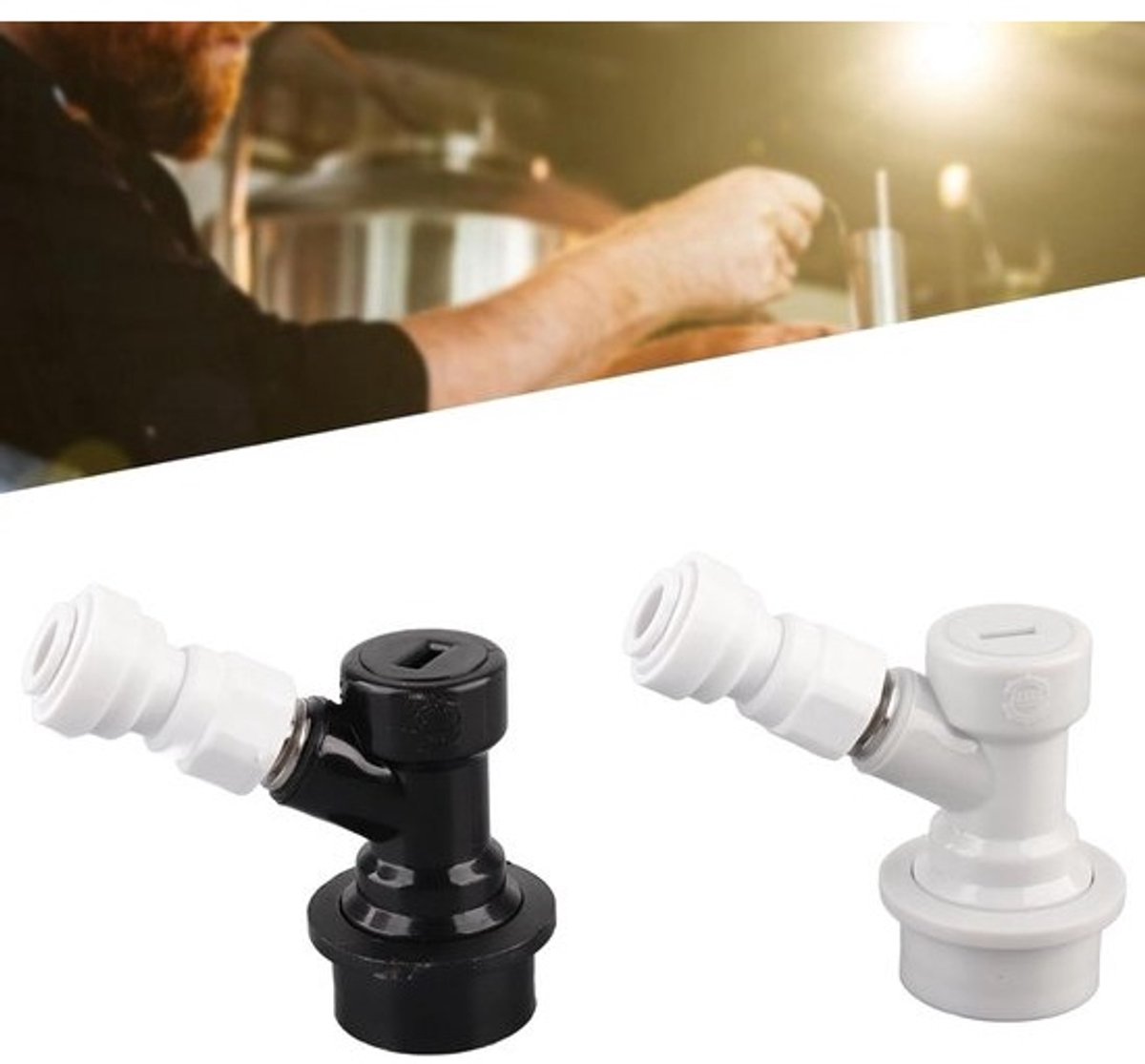 Set ball-lockfittingen voor thuisbrouwen - 2 stuks - 8 mm 1/4 inch FFL-snelkoppelingen - Gas en vloeistof - Push-fitkoppeling