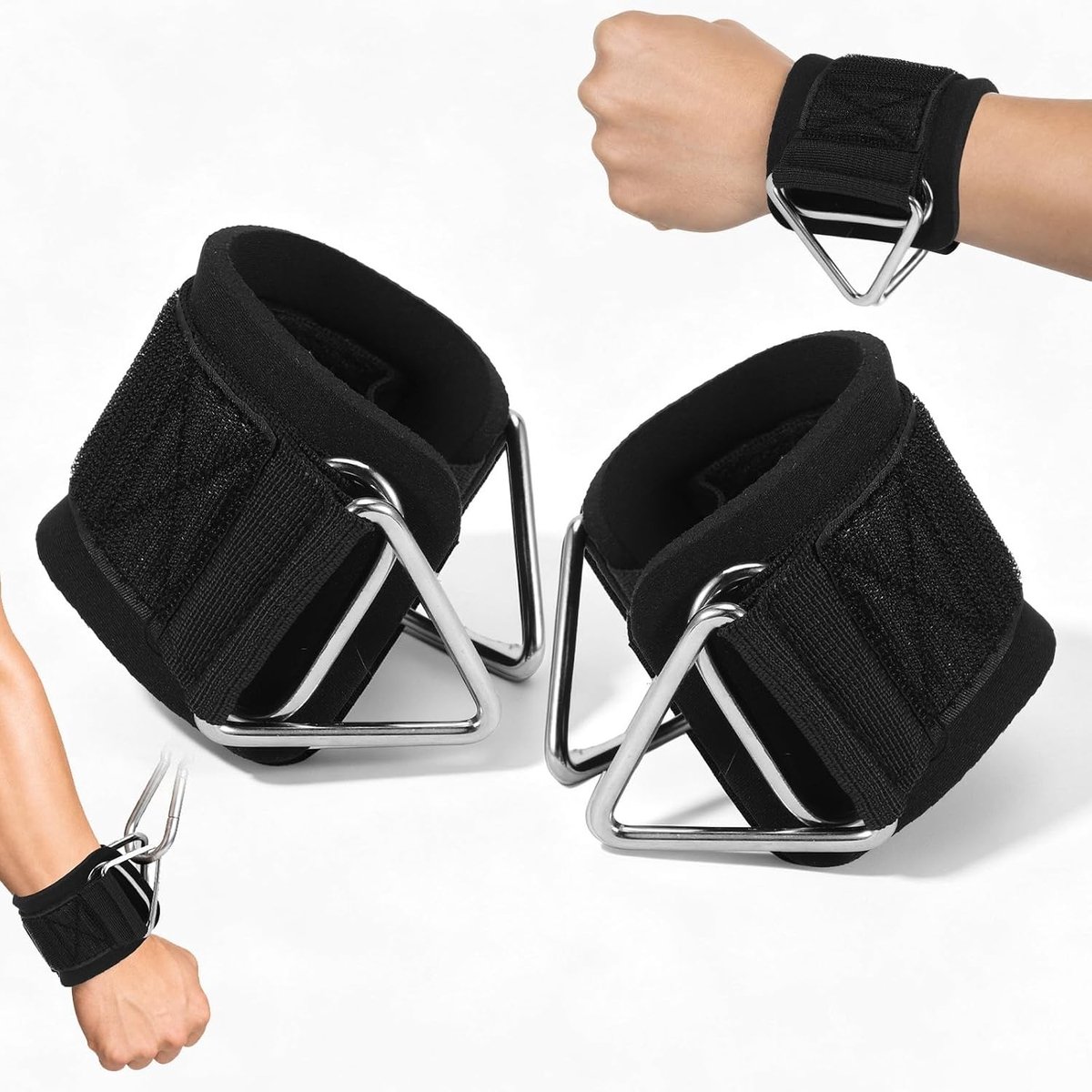 Set van 2 Polsbanden voor Krachttraining, Verstelbare Fitnessaccessoires met D-Ring, Ideaal voor Kabelgym en Trektraining
