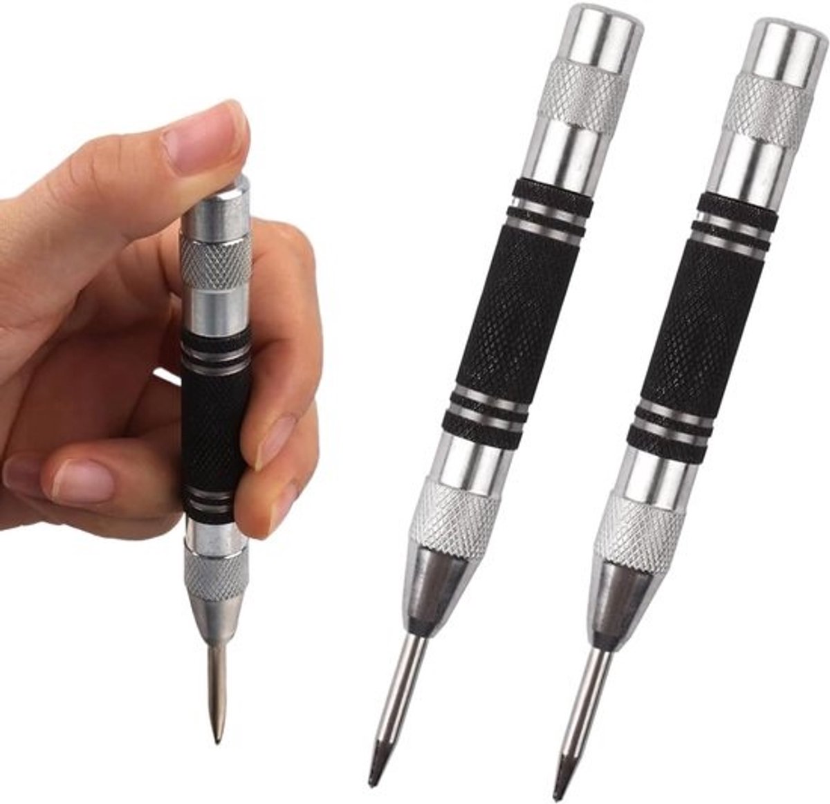 Set centreerstempels - Voor metaal, hout en glas - Precisie markering - Instelbare slagkracht - 12 cm