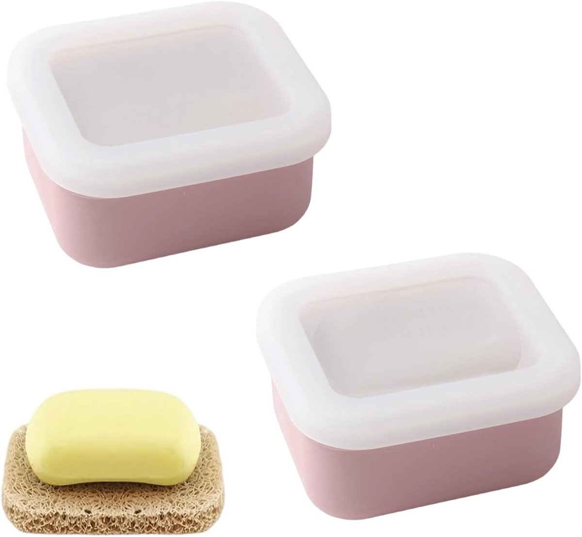 Siliconen zeepdispenser set van 2 stuks in roze met afvoer - Lekvrij en duurzaam voor badkamer en keuken