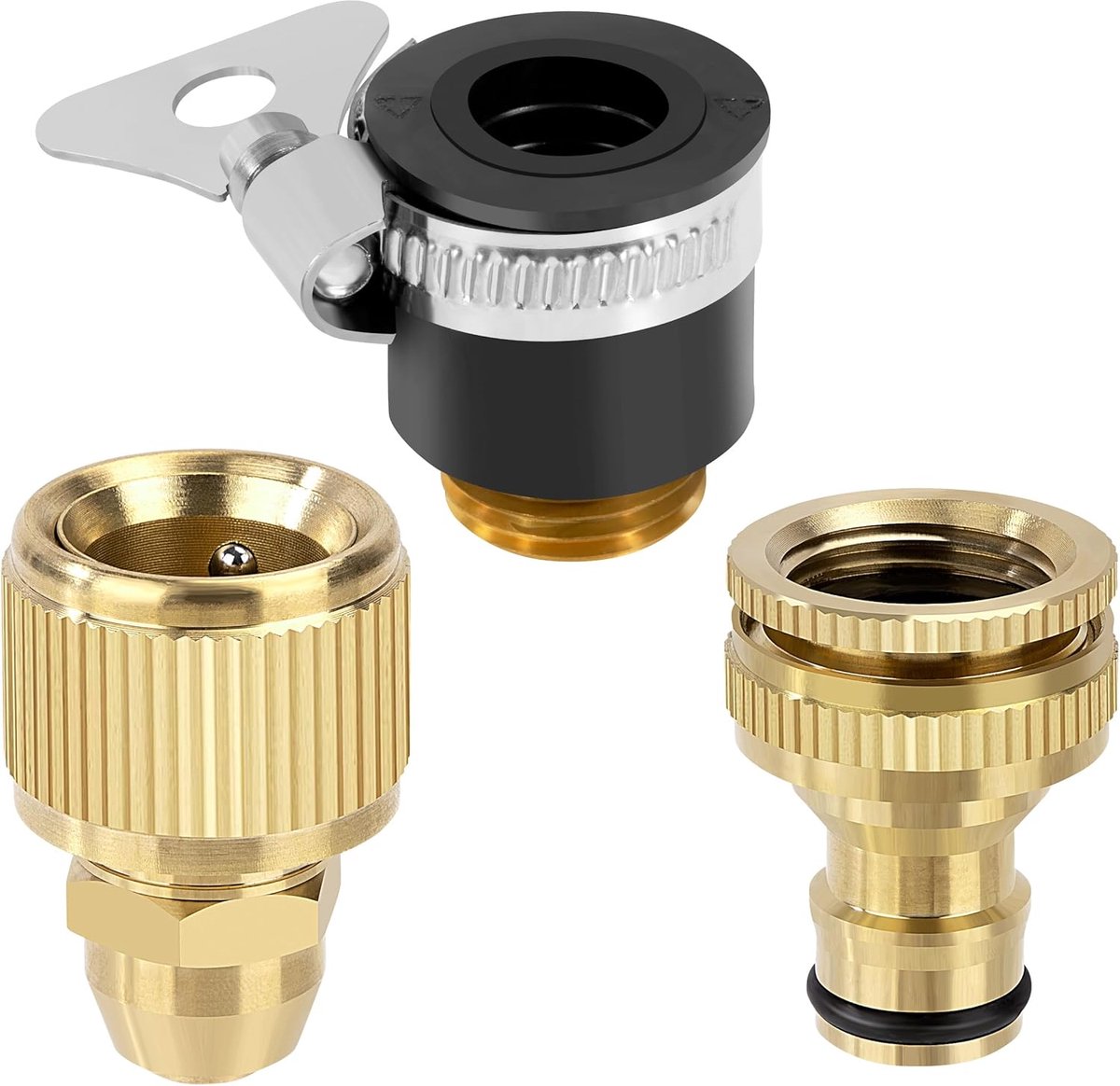 Tuinslang snelkoppeling 1/2 inch en 3/4 inch - messing adapter - waterdraad kraanaansluiting - eenvoudig aansluiten - ShopVlot