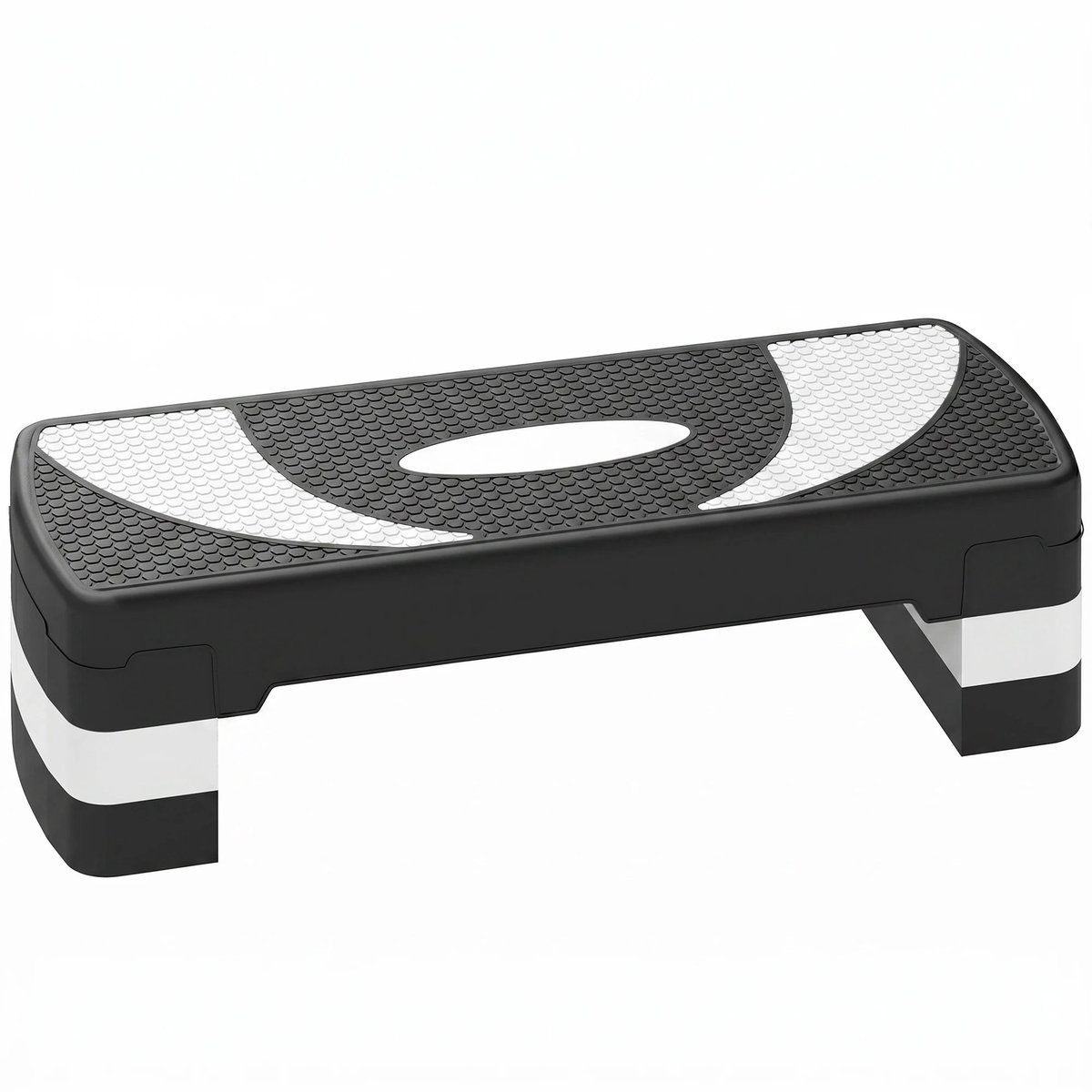 Nutrella - Aerobic Step - Fitness stepper - Platformbord - Verstelbaar 10cm, 15cm, 20cm - tot 150 kg - Antislip - Zwart /Grijs