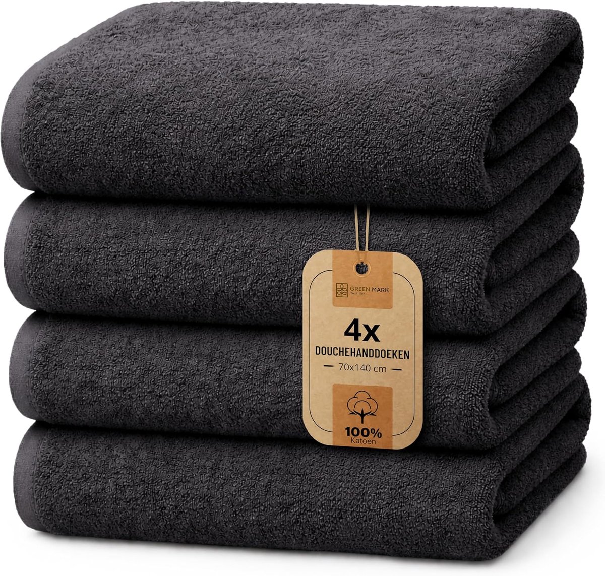 SnelShoppen - Set van 4 Douche Handdoeken 70x140 cm - Zachte en Absorberende Handdoeken van 100% Katoen - Ideaal voor Thuis, Zwembad, Sauna en Sport -