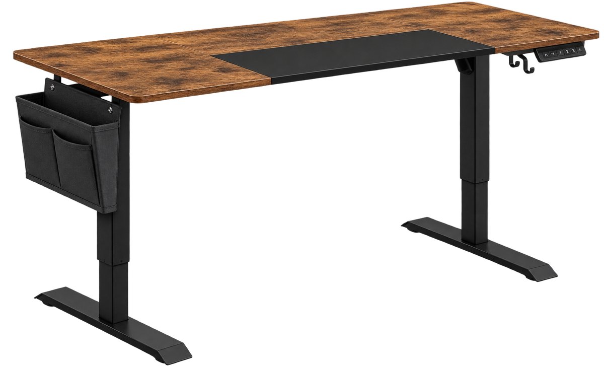 Veya Bureau - Werktafel - Elektrisch bureau - Verstelbaar van 72 tot 120 cm - Stil - Praktische opbergruimte - 160cm x 70 (LxB)