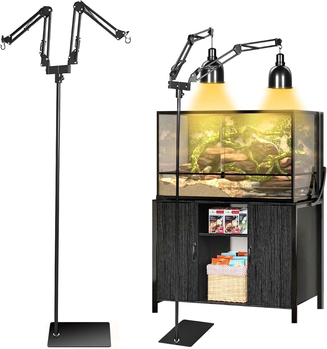 Reptiel Lamp Stand Dubbel - Verstelbaar - 360° Rotatie - Perfect voor Terrariumverlichting - ShopVlot
