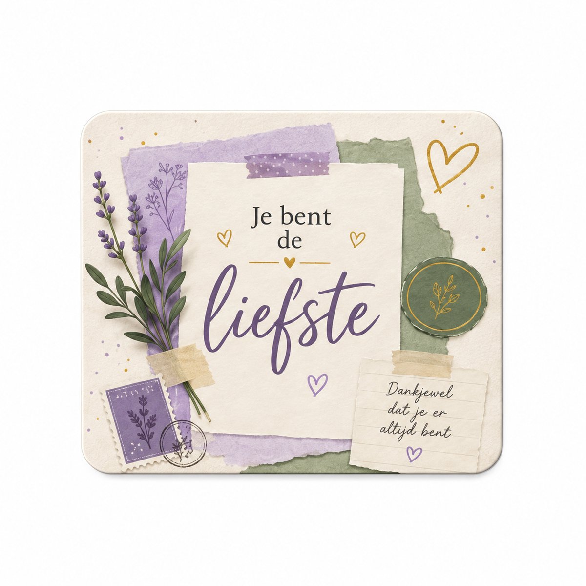 Koelkastmagneet MDF “Je bent de liefste” – Lavendel Design – 9 x 7 cm