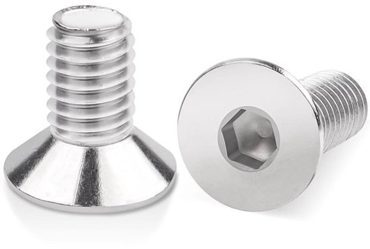 Inbusschroeven M6x16mm - Verzonken zeskantschroeven - Voor bevestiging in hout en metaal - Roestvrij staal V2A - 20 stuks - Zilver