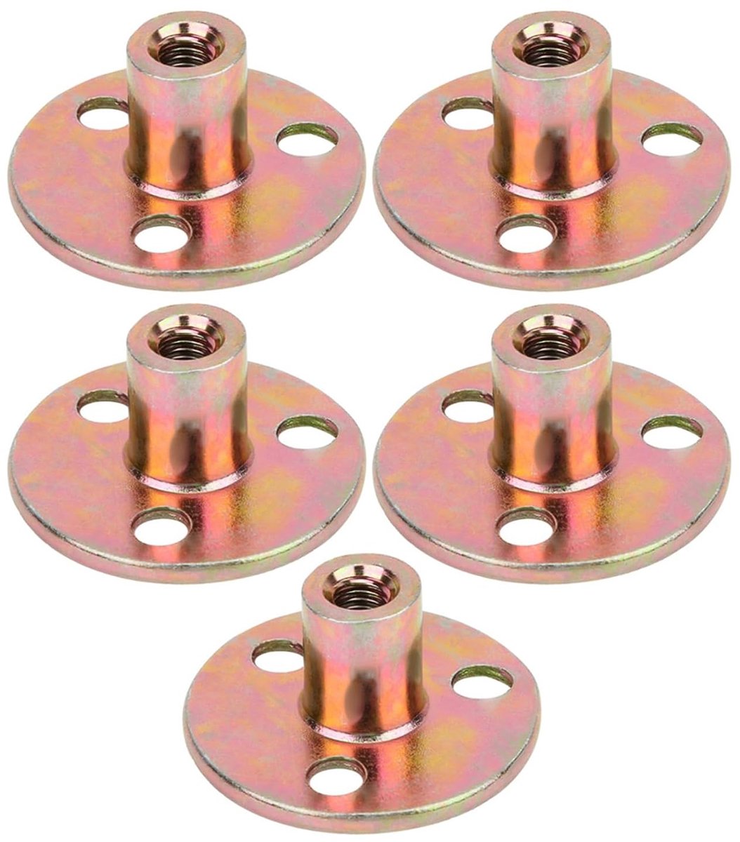 5pcs Écrou De Bride à 3 Trous M6 / M8 / M10 - T-Écrou Met Ronde Basis Van Gegalvaniseerd IJzer (M6)