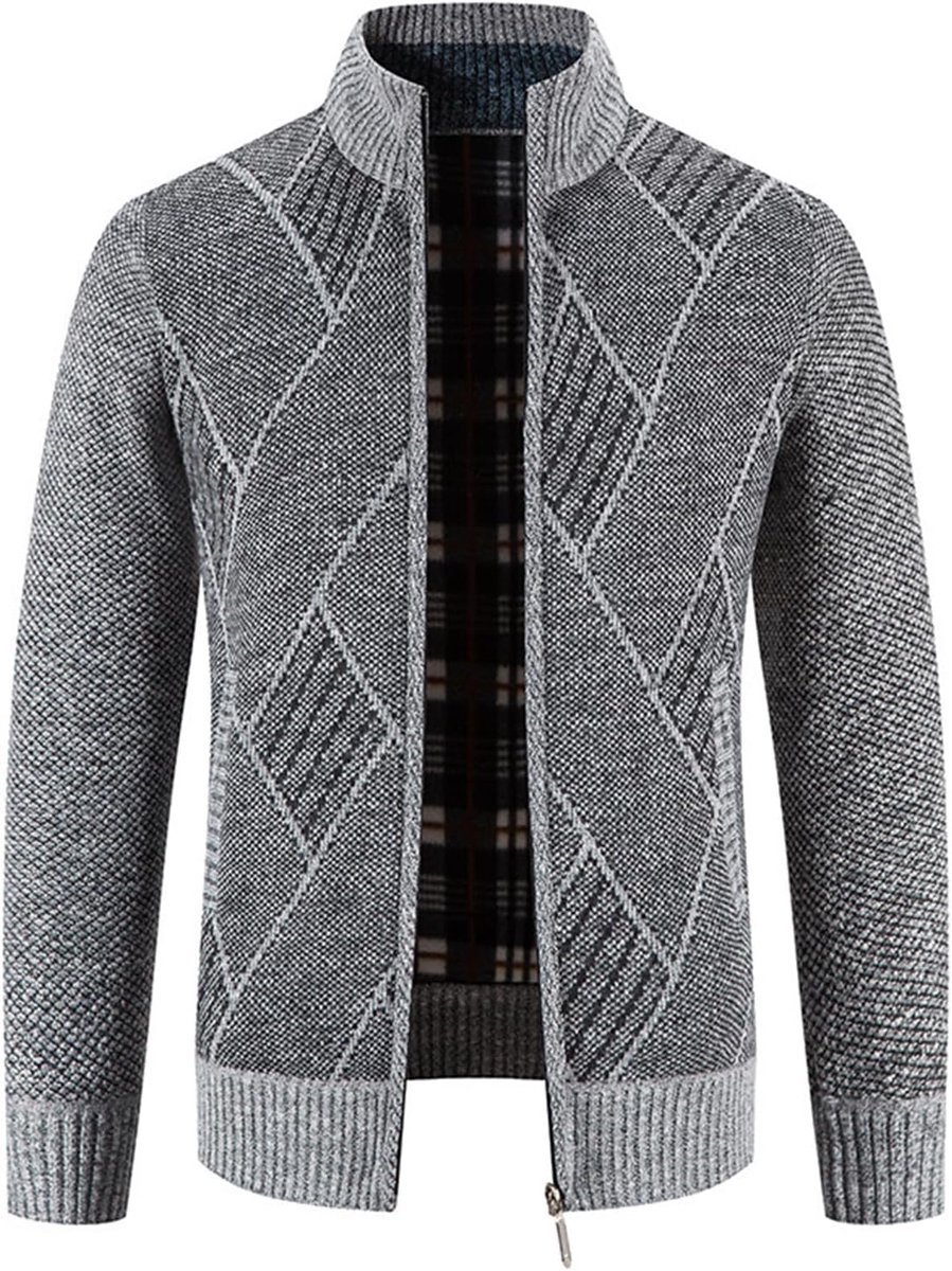 Casual Gebreide Vest Dikke Trui Stand Kraag Volledige Zip Up Fleece Gevoerde Warme Truien Outdoor Herfst Winter Jas Klassieke Gentleman Knitwear Bovenkleding Jas