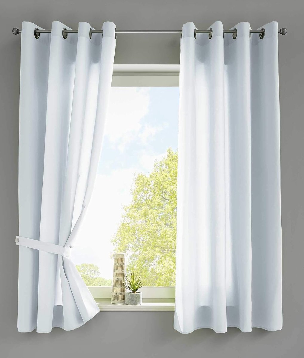 Set van 2 gordijnen sjaal oogjes »Berlin« HxB 175x140 cm wit ondoorzichtig microsatijn lichtdoorlatend Uni mat, 20405N2