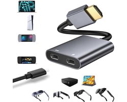 HDMI Naar USB C-adapter voor XREAL One, Air 2 Pro/Pro/RayNeo Air 2s/XR, PD 100W 4K@60Hz AR-briladapter voor Steam Deck ROG Ally Switch 2