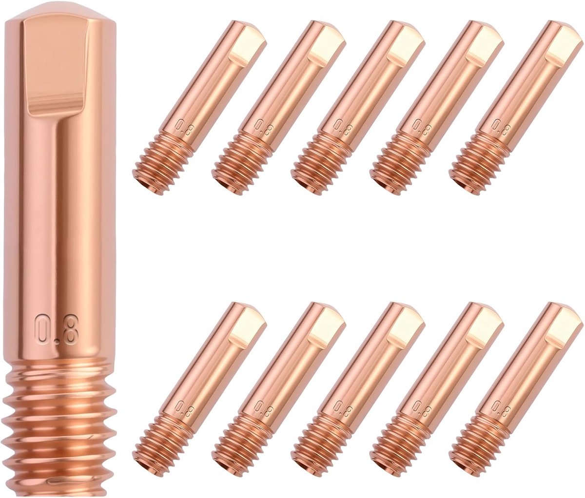 Mag lasapparaat, lasaccessoires, M6 x 24 mm stroommondstuk, lascontactpunten, koper, voor 15AK MIG MAG, lasbrander, accessoires, slijtageonderdelen, 10 stuks