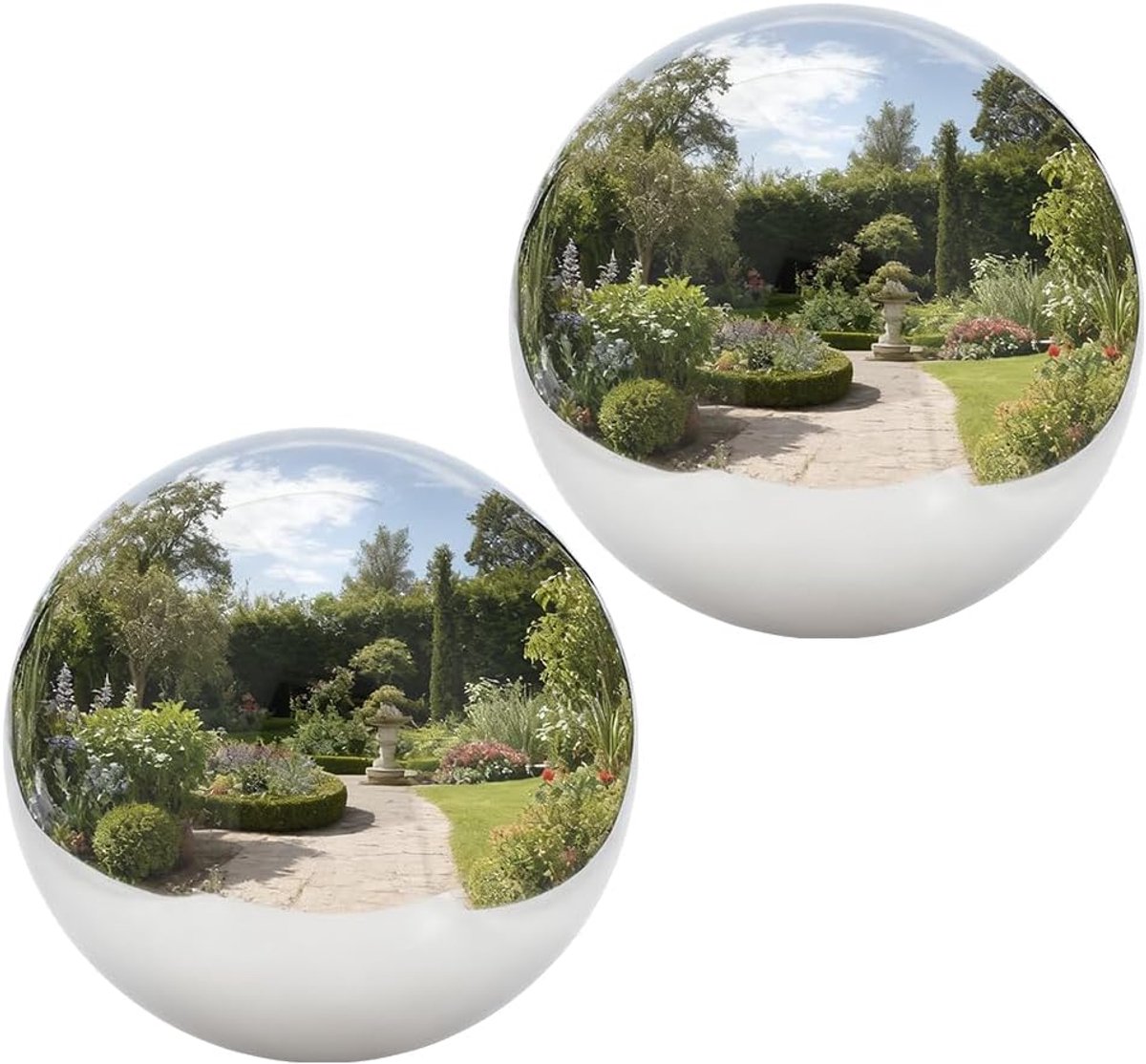 2 stuks holle bal van roestvrij staal 95 mm, spiegelbal voor de tuin met gladde spiegel voor thuis voor de decoratie van zwembaden, vijvers, buitenruimtes